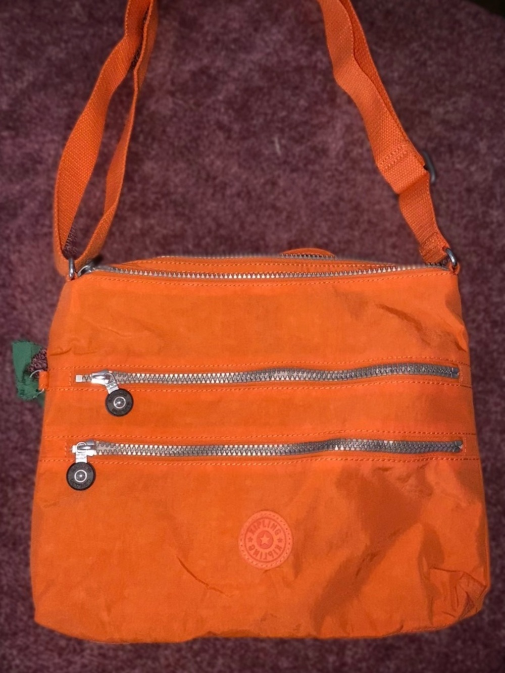 Kipling Bright Orange Nylon Crossbody Bag